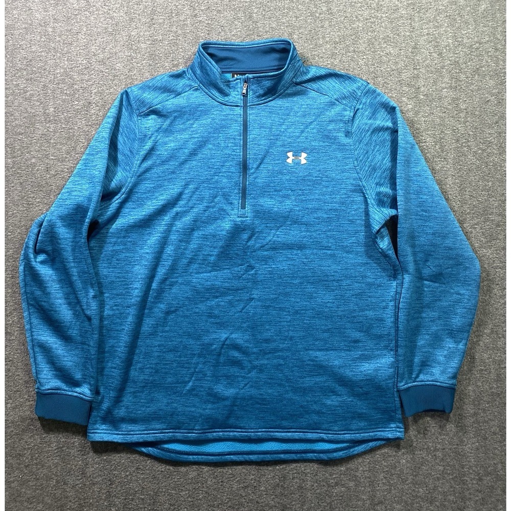 Under Armour Quarter Zip Pullover Mens Teal ColdGear Space Dye Fleece Size XL